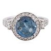 Image 3 : 14KT White Gold 4.43 ctw Blue Diamond Ring
