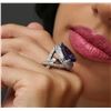 Image 7 : 14KT White Gold 7.40 ctw GIA Certified Tanzanite and Diamond Ring