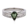 Image 3 : 14KT White Gold 0.29 ctw Alexandrite and Diamond Ring