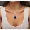 Image 1 : 14KT White Gold GIA Certified 29.44 ctw Tanzanite and Diamond Pendant With Chain