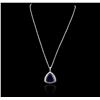 Image 3 : 14KT White Gold GIA Certified 29.44 ctw Tanzanite and Diamond Pendant With Chain