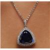 Image 5 : 14KT White Gold GIA Certified 29.44 ctw Tanzanite and Diamond Pendant With Chain