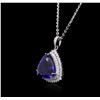 Image 8 : 14KT White Gold GIA Certified 29.44 ctw Tanzanite and Diamond Pendant With Chain