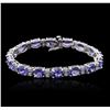 Image 3 : 14KT White Gold 22.40 ctw Tanzanite and Diamond Bracelet