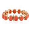 Image 4 : 14KT Yellow Gold 64.90 ctw Coral and Diamond Bracelet
