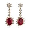 Image 1 : 14KT Yellow Gold 10.00 ctw Ruby and Diamond Earrings