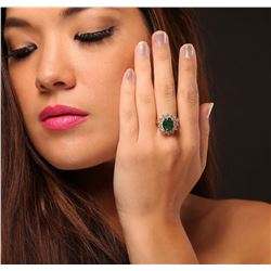 14KT Yellow Gold 2.59 ctw Emerald and Diamond Ring
