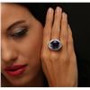 Image 1 : 18KT White Gold GIA Certified 20.48 ctw Tanzanite and Diamond Ring