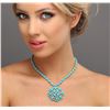 Image 2 : 14KT Yellow Gold 30.95 ctw Turquoise and Diamond Necklace