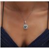 Image 1 : 14KT White Gold 4.67 ctw Aquamarine and Diamond Pendant With Chain
