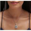 Image 2 : 14KT White Gold 4.67 ctw Aquamarine and Diamond Pendant With Chain