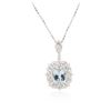 Image 4 : 14KT White Gold 4.67 ctw Aquamarine and Diamond Pendant With Chain