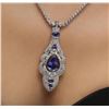 Image 2 : 18KT White Gold 5.72 ctw Tanzanite and Diamond Necklace