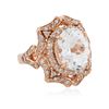 Image 2 : 14KT Rose Gold 4.28 ctw Aquamarine and Diamond Ring