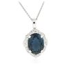Image 4 : 14KT White Gold 21.43 ctw Blue Topaz and Diamond Pendant With Chain