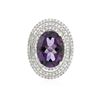 Image 3 : 14KT Two-Tone Gold 8.70 ctw Amethyst and Diamond Ring