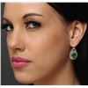 Image 2 : 14KT Yellow Gold 5.84 ctw Emerald and Diamond Earrings