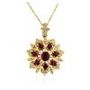 Image 3 : 14KT Yellow Gold 3.98 ctw Ruby and Diamond Pendant with Chain