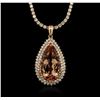 Image 3 : 14KT Rose Gold GIA Certified 32.00 ctw Morganite and Diamond Pendant With Chain