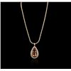 Image 4 : 14KT Rose Gold GIA Certified 32.00 ctw Morganite and Diamond Pendant With Chain
