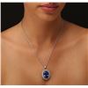 Image 1 : 14KT White Gold GIA Certified 19.08 ctw Tanzanite and Diamond Pendant With Chain
