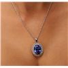 Image 2 : 14KT White Gold GIA Certified 19.08 ctw Tanzanite and Diamond Pendant With Chain