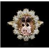 Image 3 : 14KT Yellow Gold 3.24 ctw Morganite and Diamond Ring