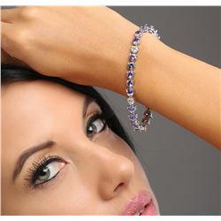 14KT White Gold 13.50 ctw Tanzanite and Diamond Bracelet