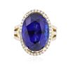 Image 3 : 14KT Yellow Gold 16.75 ctw GIA Certified Tanzanite and Diamond Ring