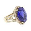 Image 4 : 14KT Yellow Gold 16.75 ctw GIA Certified Tanzanite and Diamond Ring