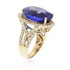Image 6 : 14KT Yellow Gold 16.75 ctw GIA Certified Tanzanite and Diamond Ring