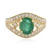 Image 3 : 14KT Yellow Gold 1.58 ctw Emerald and Diamond Ring
