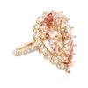 Image 4 : 14KT Rose Gold 10.24 ctw Morganite and Diamond Ring