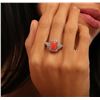 Image 2 : 14KT White Gold 6.78 ctw Coral and Diamond Ring