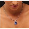 Image 1 : 14KT White Gold 15.40 ctw GIA Certified Tanzanite and Diamond Necklace