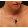 Image 2 : 14KT White Gold 15.40 ctw GIA Certified Tanzanite and Diamond Necklace