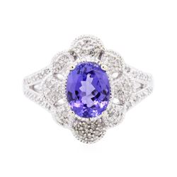 14KT White Gold 1.44 ctw Tanzanite and Diamond Ring