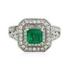 Image 3 : 14KT White Gold 0.83 ctw Emerald and Diamond Ring