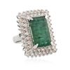 Image 4 : 14KT White Gold 14.37 ctw Emerald and Diamond Ring