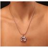 Image 2 : 14KT Rose Gold GIA Certified 38.99 ctw Kunzite and Diamond Pendant With Chain