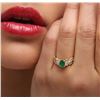 Image 1 : 18KT Yellow Gold 0.55 ctw Emerald and Diamond Ring