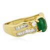 Image 4 : 18KT Yellow Gold 0.55 ctw Emerald and Diamond Ring