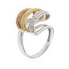 Image 7 : 18KT Tri-Color Gold 0.98 ctw Diamond Ring