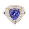Image 3 : 14KT Two-Tone Gold 4.61 ctw Tanzanite and Diamond Ring