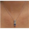 Image 5 : 14KT White Gold 0.99 ctw Sapphire and Diamond Pendant With Chain
