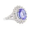 Image 2 : 18KT White Gold 3.95 ctw Tanzanite and Diamond Ring