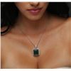 Image 5 : 14KT White Gold 22.75 ctw Emerald and Diamond Pendant with Chain
