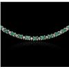 Image 4 : 14KT White Gold 11.70 ctw Emerald and Diamond Necklace
