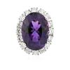 Image 3 : 14KT White Gold 12.96 ctw Amethyst and Diamond Ring