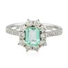 Image 1 : 14KT White and Yellow Gold 0.92 ctw Emerald and Diamond Ring